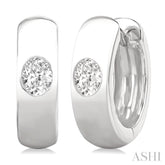 1/3 ctw Bezel Set Oval Cut Diamond Fashion Huggie Earrings in 14K White Gold