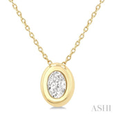 1/3 ctw Bezel Set Oval Cut Diamond Bubble Fashion Pendant With Chain in 14K Yellow Gold