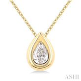 1/3 ctw Bezel Set Pear Cut Diamond Bubble Fashion Pendant With Chain in 14K Yellow Gold