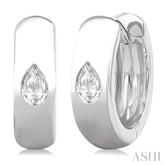 1/4 ctw Bezel Set Pear Cut Diamond Fashion Huggie Earrings in 14K White Gold