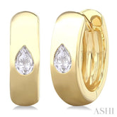 1/4 ctw Bezel Set Pear Cut Diamond Fashion Huggie Earrings in 14K Yellow Gold