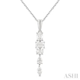 7/8 ctw Mixed Diamond Cut Dangle Fashion Pendant With Chain in 14K White Gold