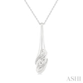 1/3 ctw Swirl Accent Elongated Teardrop Marquise Cut Diamond Fashion Pendant With Chain in 14K White Gold