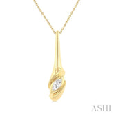 1/3 ctw Swirl Accent Elongated Teardrop Marquise Cut Diamond Fashion Pendant With Chain in 14K Yellow Gold