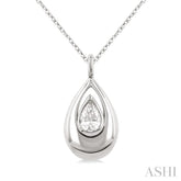 1/4 ctw Teardrop Pear Cut Diamond Fashion Pendant With Chain in 14K White Gold