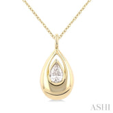 1/4 ctw Teardrop Pear Cut Diamond Fashion Pendant With Chain in 14K Yellow Gold