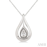 1/4 ctw Teardrop Pear Cut Diamond Fashion Pendant With Chain in 14K White Gold