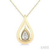 1/4 ctw Teardrop Pear Cut Diamond Fashion Pendant With Chain in 14K Yellow Gold