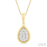 1/4 ctw Lovebright Pear Shape Round Cut Diamond Fashion Pendant With Chain in 14K Yellow and White Gold