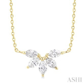 1/3 ctw Semi Circle Chevron Marquise Cut Diamond Fashion Necklace in 14K Yellow Gold