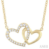 1/8 ctw Interlocked Heart Round Cut Diamond Fashion Pendant With Chain in 10K Yellow Gold
