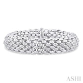 1/4 ctw Bold Weave Hollow Cylindrical Design Round Cut Diamond Fashion Bracelet in Sterling Silver
