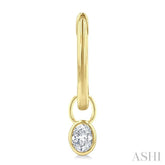 1/3 Ctw Bezel Set Oval Cut Diamond Huggie Earrings in 14K Yellow Gold