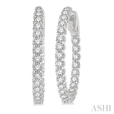 1 1/2 ctw Inside-Out Round Cut Diamond Hoop Earrings in 14K White Gold