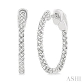 1/2 ctw Inside-Out Round Cut Diamond Hoop Earrings in 14K White Gold