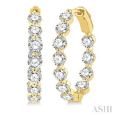 4 ctw Inside-Out Single Prong Set Round Cut Diamond Hoop Earrings in 14K Yellow Gold