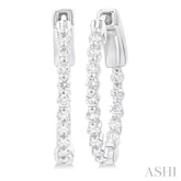 1/2 ctw Inside-Out Single Prong Set Round Cut Diamond Hoop Earrings in 14K White Gold