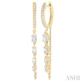 3/4 ctw Marquise and Round Cut Diamond Journey Long Chain Fashion Earrings in 14K Yellow Gold