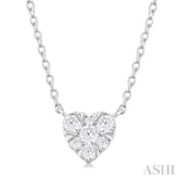 1/10 ctw Lovebright Petite Heart Shape Round Cut Diamond Fashion Pendant With Chain in 10K White Gold