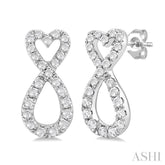 1/4 ctw Infinity Heart Round Cut Diamond Fashion Earring in 10K White Gold
