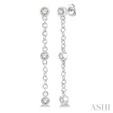 1/6 ctw Circular Shape 3-Station Round Cut Diamond Drop Earring in 10K White Gold