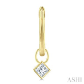 1/3 Ctw Bezel Set Princess Cut Diamond Huggie Earrings in 14K Yellow Gold
