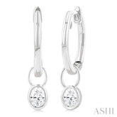 1/3 ctw Bezel Set Oval Cut Diamond Huggie Earrings in 10K White Gold