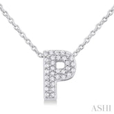 1/10 ctw Bubble Accent Initial 'P' Round Cut Diamond Fashion Pendant With Chain in 10K White Gold