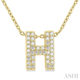 1/8 ctw Bubble Accent Initial 'H' Round Cut Diamond Fashion Pendant With Chain in 10K Yellow Gold