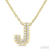1/10 ctw Initial 'J' Round Cut Diamond Fashion Pendant With Chain in 10K Yellow Gold