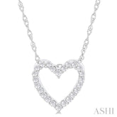 1/10 ctw Heart Shape Round Cut Diamond Pendant With Chain in 10K White Gold