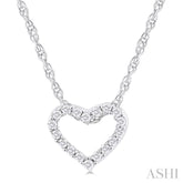 1/20 ctw Heart Shape Round Cut Diamond Pendant With Chain in 14K White Gold
