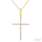 1/10 ctw Cross Round Cut Diamond Fashion Pendant With Chain in 10K Yellow Gold