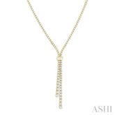 5 ctw Split Y-Shape Baguette and Round Cut Diamond Lariat Necklace in 14K Yellow Gold