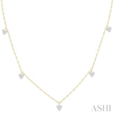 1/3 ctw Lovebright Heart Motif Round Cut Diamond Station Necklace in 14K Yellow Gold