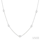 1 1/2 ctw Bezel Set Oval Cut Diamond Station Necklace in 14K White Gold