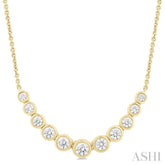3/4 ctw Graduated Bezel Set Round Cut Diamond Smile Necklace in 14K Yellow Gold