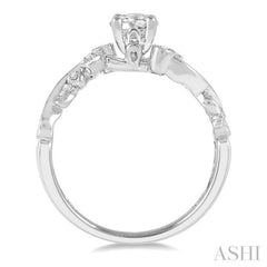 1/2 ctw Diamond Engagement Ring with 1/3 ct Round Cut Center Stone in 14K White Gold