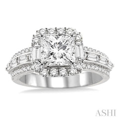 7/8 ctw Diamond Semi-mount Engagement Ring in 14K White Gold