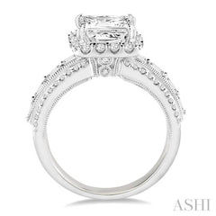 7/8 ctw Diamond Semi-mount Engagement Ring in 14K White Gold