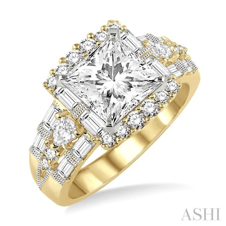 1 1/6 ctw Diamond Semi-mount Engagement Ring in 14K Yellow and White Gold