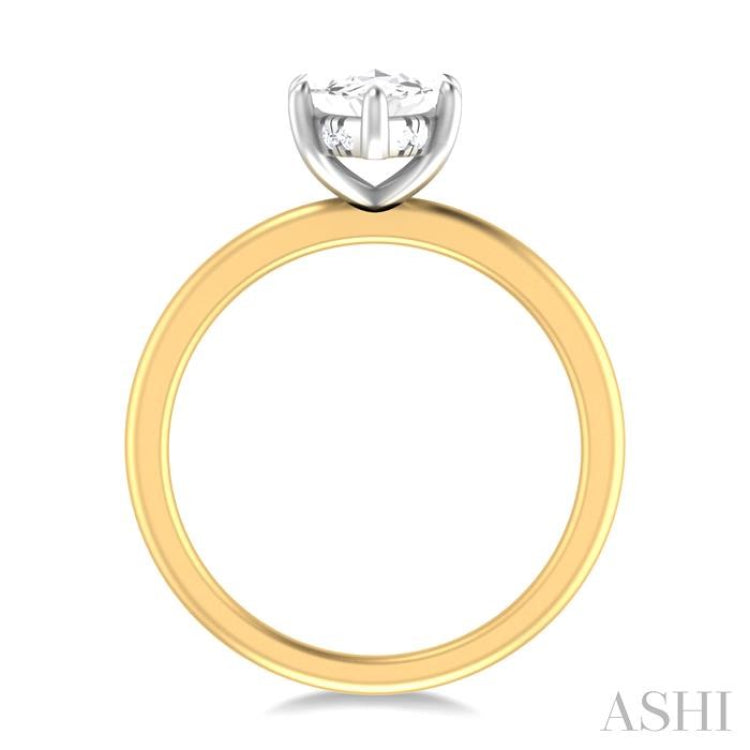 1/10 ctw Marquise Shape Round Cut Diamond Semi Mount Engagement Ring in 14K Yellow and White Gold