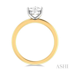 1/10 ctw Marquise Shape Round Cut Diamond Semi Mount Engagement Ring in 14K Yellow and White Gold