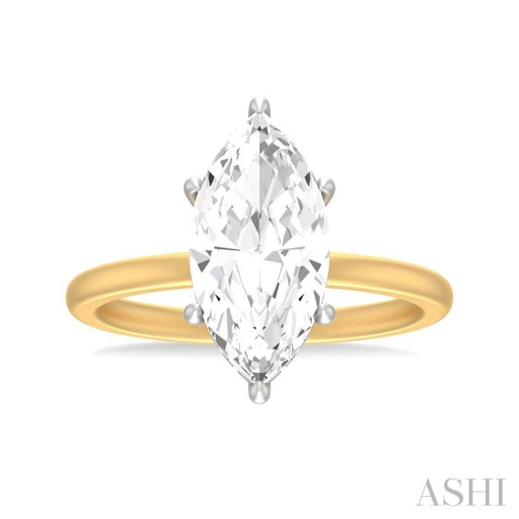 1/10 ctw Marquise Shape Round Cut Diamond Semi Mount Engagement Ring in 14K Yellow and White Gold