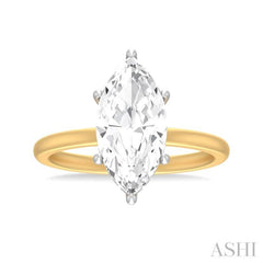 1/10 ctw Marquise Shape Round Cut Diamond Semi Mount Engagement Ring in 14K Yellow and White Gold