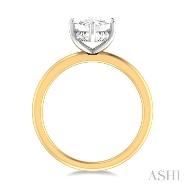 1/10 ctw Marquise Shape Round Cut Diamond Semi Mount Engagement Ring in 14K Yellow and White Gold