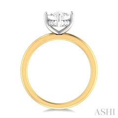 1/10 ctw Marquise Shape Round Cut Diamond Semi Mount Engagement Ring in 14K Yellow and White Gold