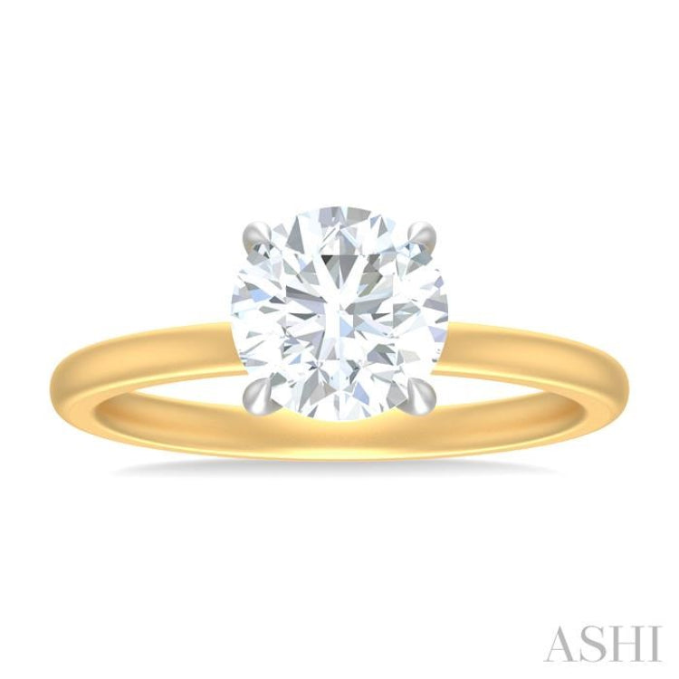 1/20 ctw Circular Shape Round Cut Diamond Semi Mount Engagement Ring in 14K Yellow and White Gold