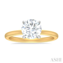 1/20 ctw Circular Shape Round Cut Diamond Semi Mount Engagement Ring in 14K Yellow and White Gold