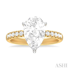 1/3 ctw Pear Shape Round Cut Diamond Semi Mount Engagement Ring in 14K Yellow and White Gold